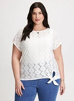 Tie-Front Eyelet Top