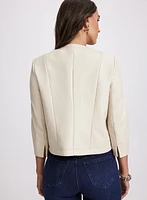 Embroidered Vegan Leather Jacket