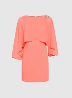 Brooch Embellished Capelet Dress