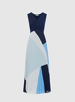 Pleated Geometric Print Dress