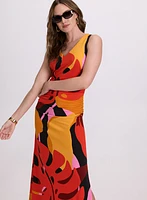 Ruched Palm Leaf Dress