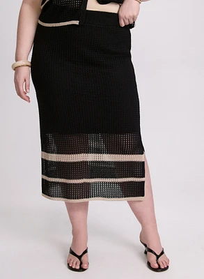 Joseph Ribkoff - Striped Open Knit Skirt