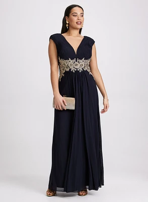Robe maxi à appliqué de broderies