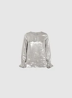 Metallic Flared Cuff Blouse
