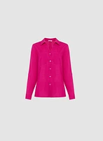 Linen-Blend Roll-Up Sleeve Blouse