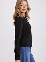 Split V-Neck Top
