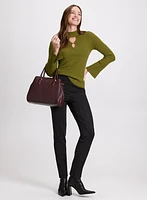 Sofia Herringbone Slim-Leg Pants