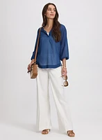 Cotton Split Neck Blouse