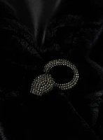 Rhinestone Clip Faux Fur Stole