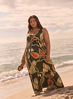 Leaf Print Maxi Dress