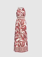 Robe maxi à motif feuilles