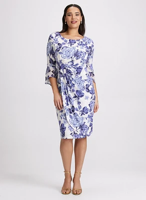 Robe florale à effet portefeuille
