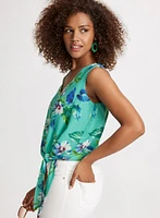 Floral Print Tied-Hem Blouse