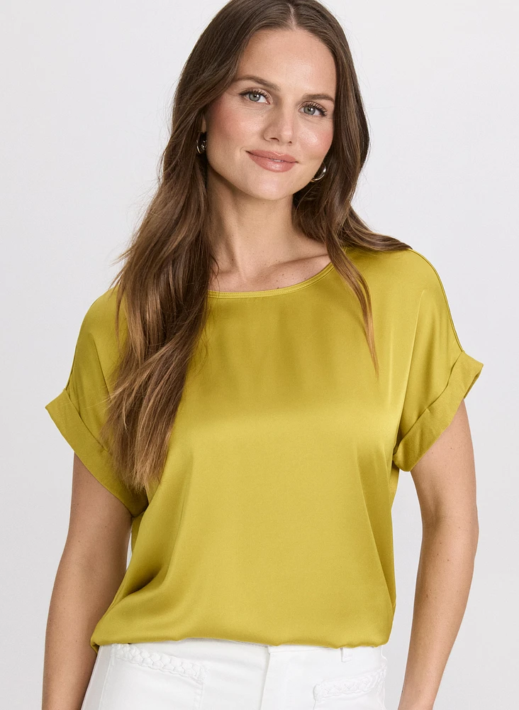 Satin Drop Shoulder Top