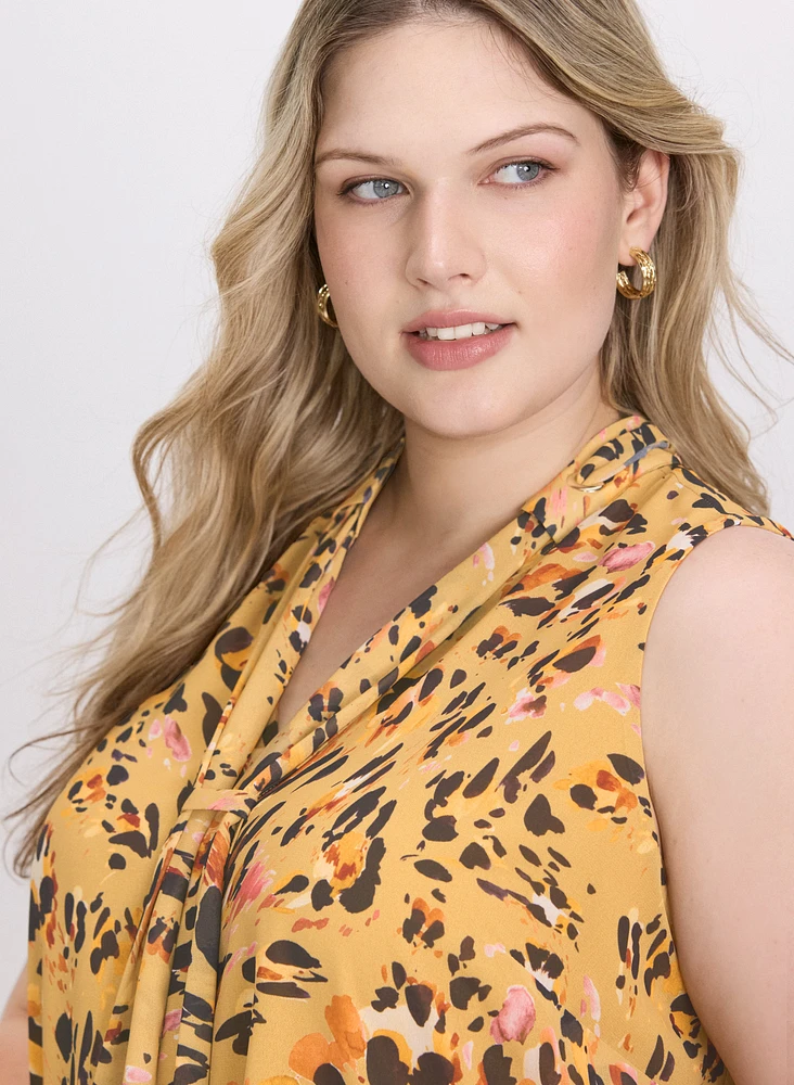 Blouse léopard à effet cravate