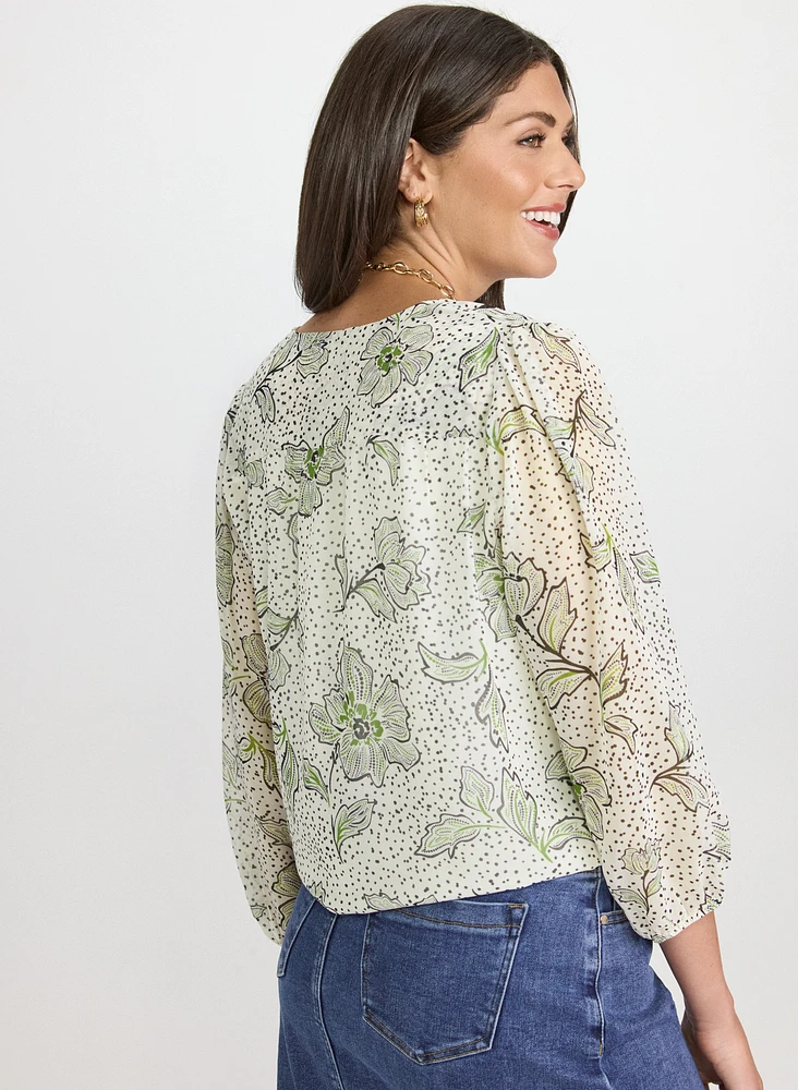 Floral Tied Hem Blouse
