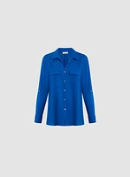 Blouse à manches roulées en mélange de lin