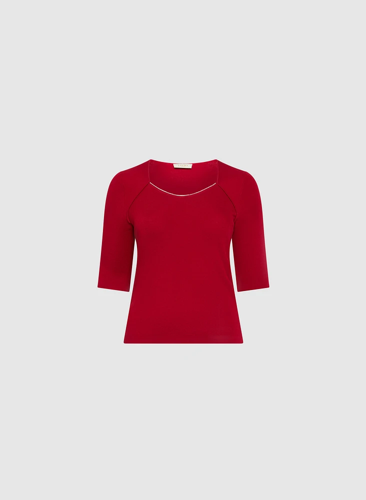 Rhinestone Trim Sweater
