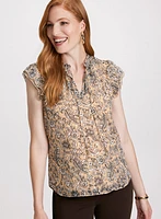 Paisley Print Cap Sleeve Blouse