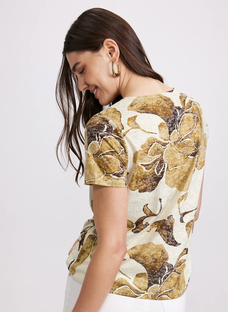 Floral Rhinestone T-Shirt