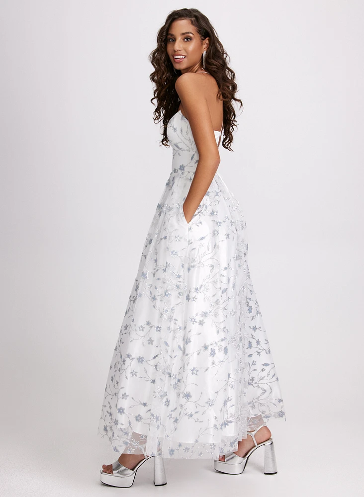 Robe florale à dos lac