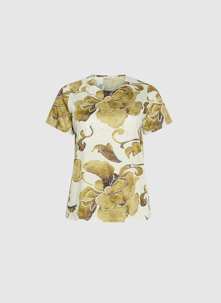 Floral Rhinestone T-Shirt