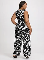 Geometric Print Cross-Neck Jumpsuit