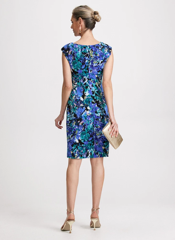 Cowl Neck Floral Print Dress