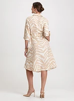 Linen-Blend Button-Front Dress