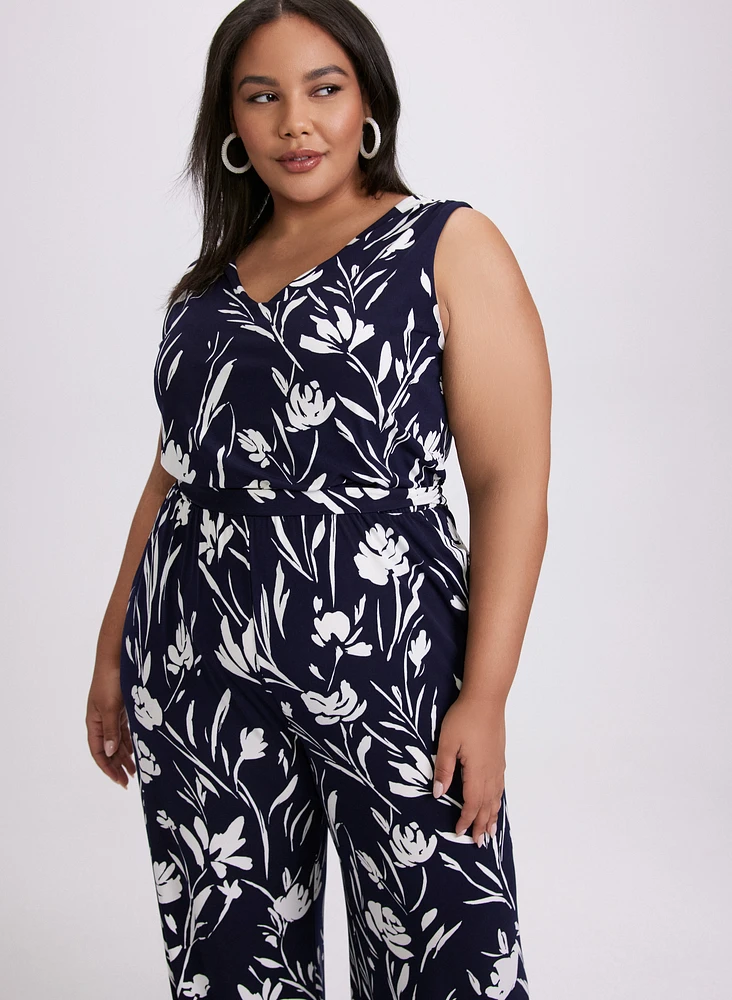 Floral Braided Belt Jumpsuit