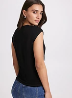 Shirred Solid T-Shirt