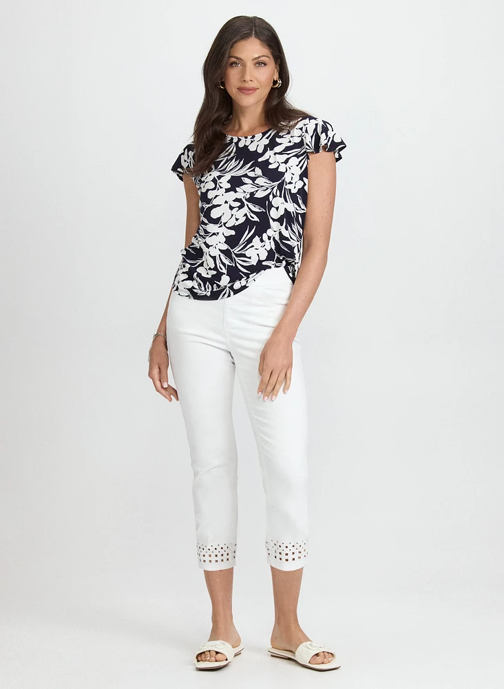 Floral Flutter Sleeve Top