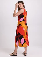 Ruched Palm Leaf Dress