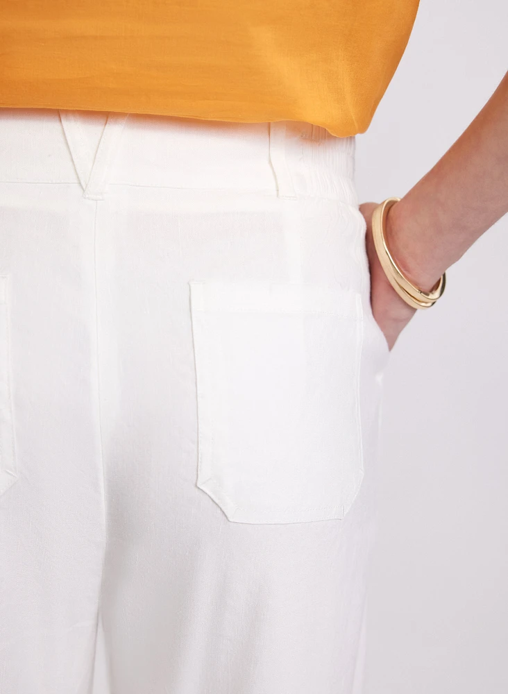 Pantalon Olivia large en mélange de lin