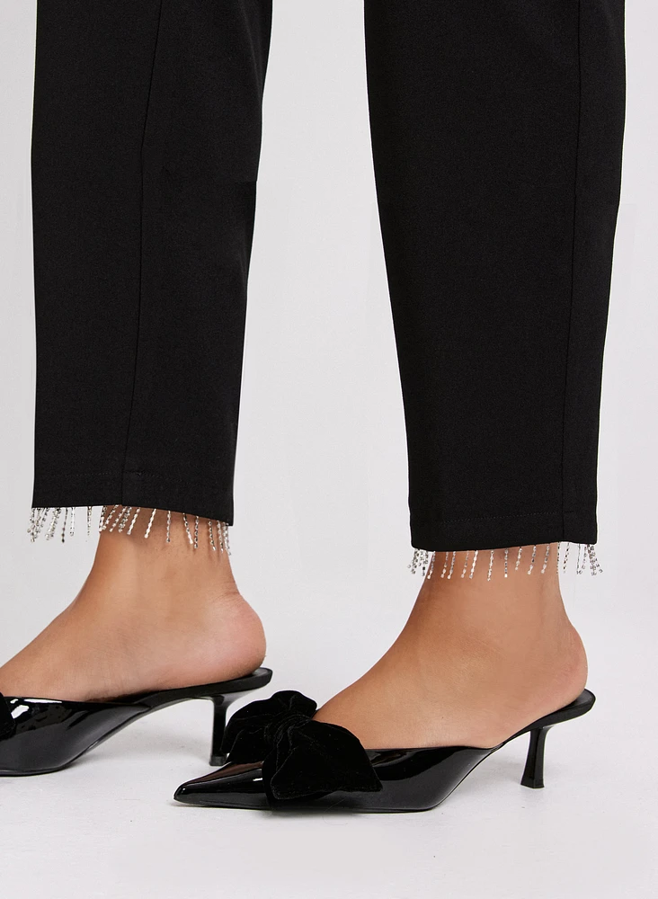 Emma Crystal Fringe Slim-Leg Pants