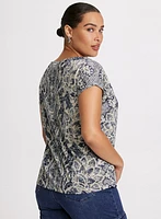 Abstract Rhinestone Embellished T-Shirt