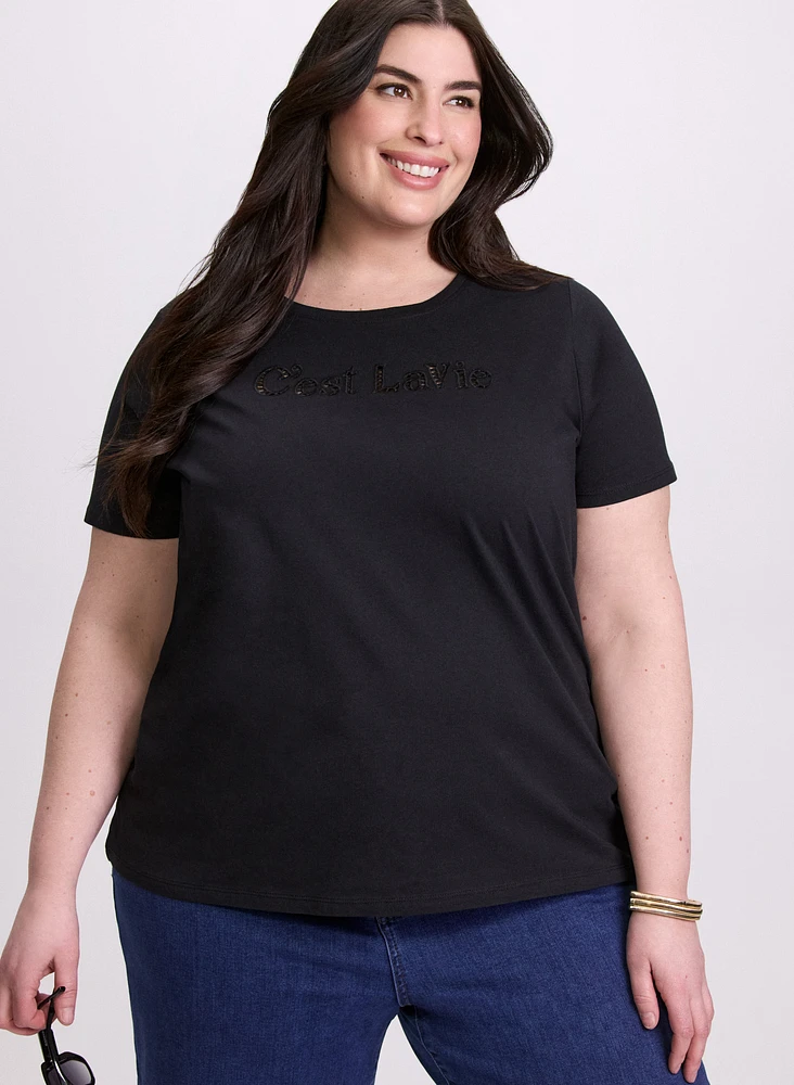 Cut-Out Script T-Shirt