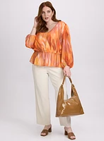 Abstract Peplum Blouse