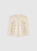 Embroidered Vegan Leather Jacket