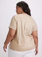 Foil Split V-Neck T-Shirt