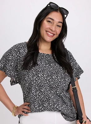 Floral Flutter Sleeve Top