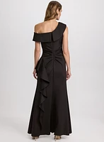 Asymmetric Waterfall Ruffle Dress