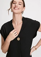 Short Crepe V-Neck Dress