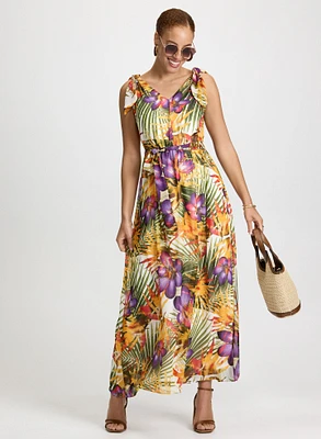 Tropical Print Maxi Dress