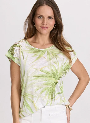 Tropical Crochet Detail T-Shirt