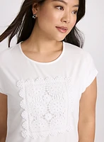 Cotton Crochet Applique T-Shirt