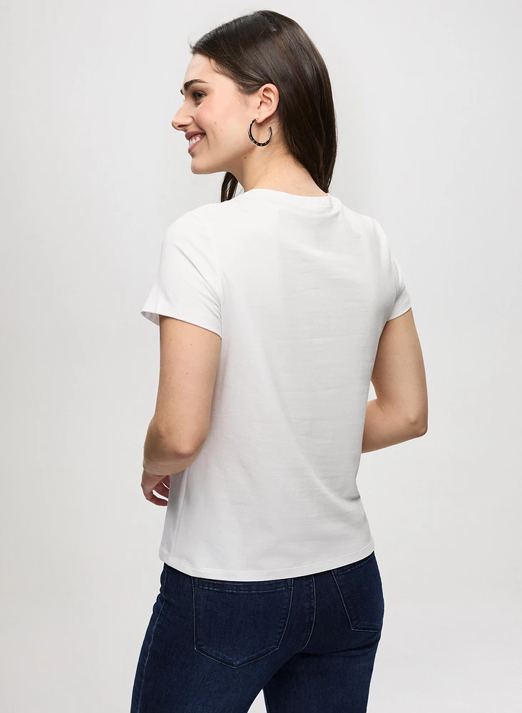 T-shirt uni avec lettrage scintillant