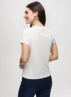 T-shirt uni avec lettrage scintillant