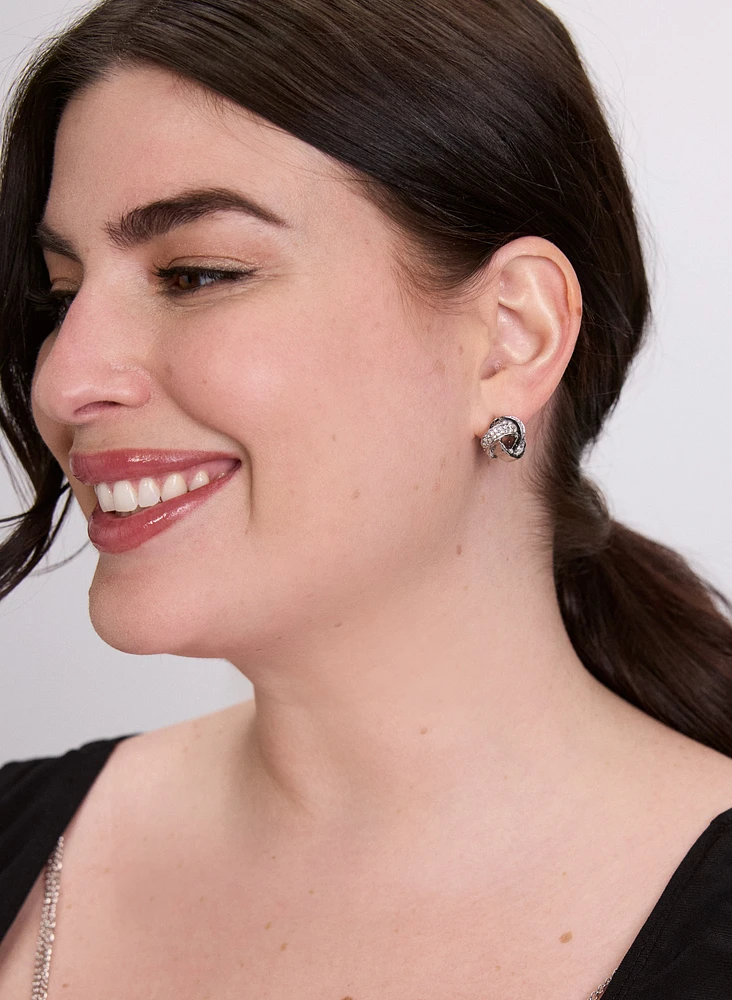 Crystal Inset Knot Earrings