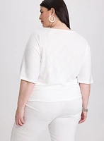 Pointelle Elbow Sleeve Top